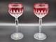 Waterford Crystal Clarendon Ruby Cut to Clear Wine Hock Glass Signed Set of two