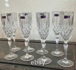 Waterford Crystal Cut Large 9.75 Markham Flute Glass 8 Set Clear Signed Rare