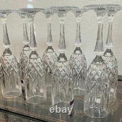 Waterford Crystal Cut Large 9.75 Markham Flute Glass 8 Set Clear Signed Rare