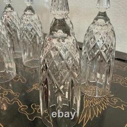 Waterford Crystal Cut Large 9.75 Markham Flute Glass 8 Set Clear Signed Rare