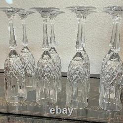 Waterford Crystal Cut Large 9.75 Markham Flute Glass 8 Set Clear Signed Rare