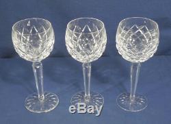 Waterford Crystal Glass Comeragh Cut Foot Base 3 Wine Hocks 7-1/2 Tall