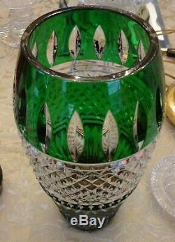 Waterford Crystal Irish Lace 12 Vase Emerald Green Cut To Clear