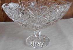 Waterford Crystal Irish Treasures 10.5 Diamond Cut Footed Oval Boat Bowl Signed
