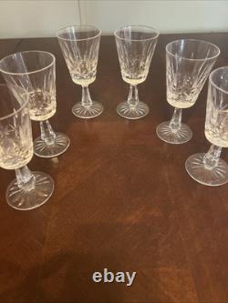 Waterford Crystal LISMORE White Wine Glasses Goblet Ireland 6 Set of 6 SIGNED