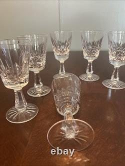 Waterford Crystal LISMORE White Wine Glasses Goblet Ireland 6 Set of 6 SIGNED