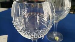 Waterford Crystal Linsmore Tall Stem Cut Wine Goblet Glasses SET OF 2 MINT 7 5/8