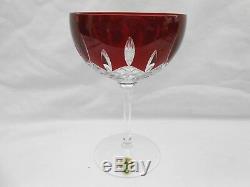 Waterford Crystal Lismore Pops 2 Ruby Red Cut to Clear Cocktail Glasses 6 5/8