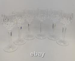 Waterford Crystal Lismore Set of 6 Hock Wine Glasses Cut Crystal Stemware 7.25