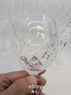 Waterford Crystal Lismore Set of 6 Hock Wine Glasses Cut Crystal Stemware 7.25