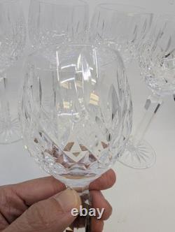 Waterford Crystal Lismore Set of 6 Hock Wine Glasses Cut Crystal Stemware 7.25