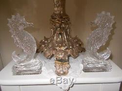 Waterford Crystal Pair of Master Cut Seahorse Ornaments Romany Interest