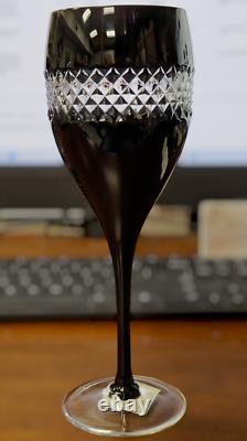 Waterford Crystal Red Wine High Band Black Cut John Rocha Wine Glass 9 1/8