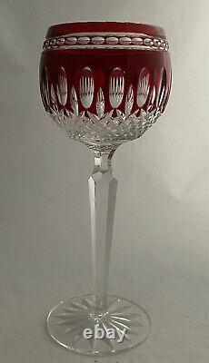 Waterford Crystal Ruby Red Cut To Clear Clarendon Wine Glass Hock Goblet