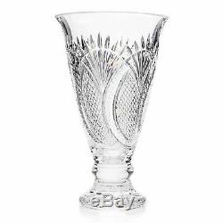 Waterford Crystal Seahorse 13 Tall Diamond & Wedge Cut Footed Vase NEW IN BOX