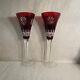 Waterford Crystal Snowflake Wishes Red Champagne Flutes Set 2 2011