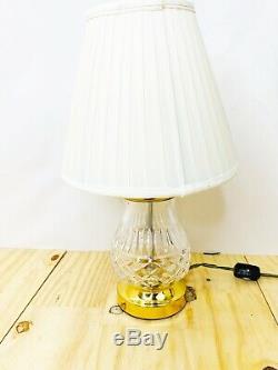 Waterford Crystal Table Lamp 14 Inch Maeve Cut With Original Shade Ireland Vtg