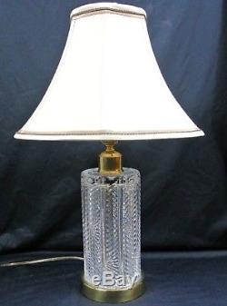 Waterford Crystal Table Lamp withShade 20 Herringbone Cut Vintage Signed Irish