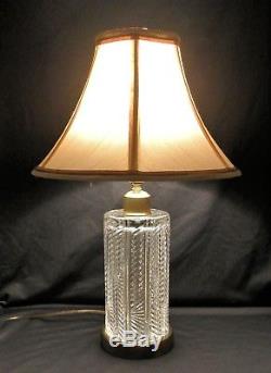 Waterford Crystal Table Lamp withShade 20 Herringbone Cut Vintage Signed Irish