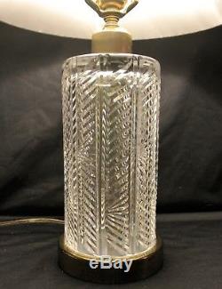 Waterford Crystal Table Lamp withShade 20 Herringbone Cut Vintage Signed Irish