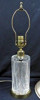 Waterford Crystal Table Lamp withShade 20 Herringbone Cut Vintage Signed Irish