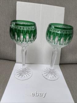 Waterford Crystal Wine Hocks 8 Clarendon Cut Emerald Green (2)