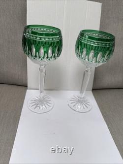 Waterford Crystal Wine Hocks 8 Clarendon Cut Emerald Green (2)