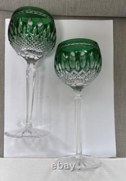 Waterford Crystal Wine Hocks 8 Clarendon Cut Emerald Green (2)