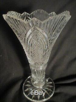 Waterford Cut Crystal 10 Seahorse Pattern Vase by Master Cutter