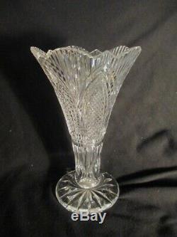 Waterford Cut Crystal 10 Seahorse Pattern Vase by Master Cutter