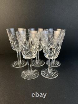 Waterford Cut Crystal Ashling 7 Water Wine Glasses Goblets 5pc Lot