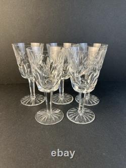 Waterford Cut Crystal Ashling 7 Water Wine Glasses Goblets 5pc Lot