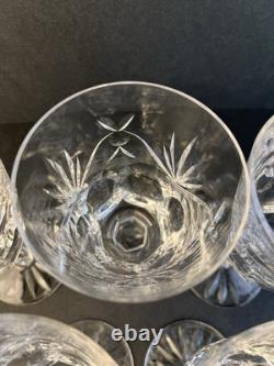 Waterford Cut Crystal Ashling 7 Water Wine Glasses Goblets 5pc Lot