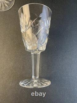 Waterford Cut Crystal Ashling 7 Water Wine Glasses Goblets 5pc Lot