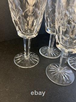 Waterford Cut Crystal Ashling 7 Water Wine Glasses Goblets 5pc Lot