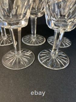 Waterford Cut Crystal Ashling 7 Water Wine Glasses Goblets 5pc Lot