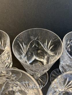 Waterford Cut Crystal Ashling 7 Water Wine Glasses Goblets 5pc Lot