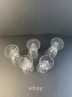 Waterford Cut Crystal Ashling 7 Water Wine Glasses Goblets 5pc Lot