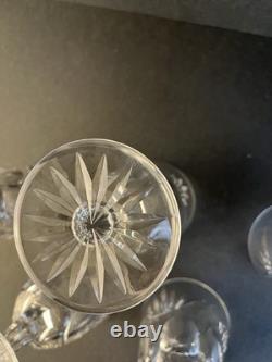 Waterford Cut Crystal Ashling 7 Water Wine Glasses Goblets 5pc Lot