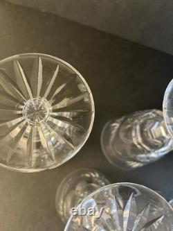 Waterford Cut Crystal Ashling 7 Water Wine Glasses Goblets 5pc Lot