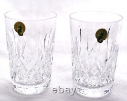 Waterford Cut Crystal Lismore Tumbler Glass Pair 10 oz NOS Ireland Boxed