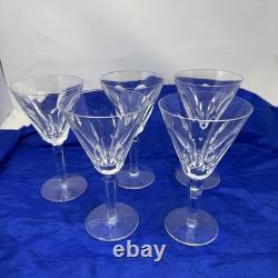 Waterford Ireland Clear Crystal Sheila Cut Glass Water Wine Goblets 7 Set of 5