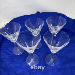 Waterford Ireland Clear Crystal Sheila Cut Glass Water Wine Goblets 7 Set of 5