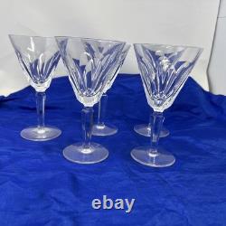 Waterford Ireland Clear Crystal Sheila Cut Glass Water Wine Goblets 7 Set of 5