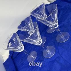 Waterford Ireland Clear Crystal Sheila Cut Glass Water Wine Goblets 7 Set of 5