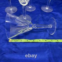 Waterford Ireland Clear Crystal Sheila Cut Glass Water Wine Goblets 7 Set of 5