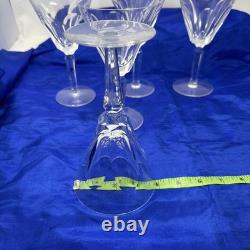 Waterford Ireland Clear Crystal Sheila Cut Glass Water Wine Goblets 7 Set of 5