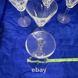 Waterford Ireland Clear Crystal Sheila Cut Glass Water Wine Goblets 7 Set of 5