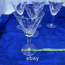 Waterford Ireland Clear Crystal Sheila Cut Glass Water Wine Goblets 7 Set of 5