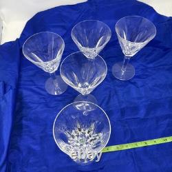 Waterford Ireland Clear Crystal Sheila Cut Glass Water Wine Goblets 7 Set of 5